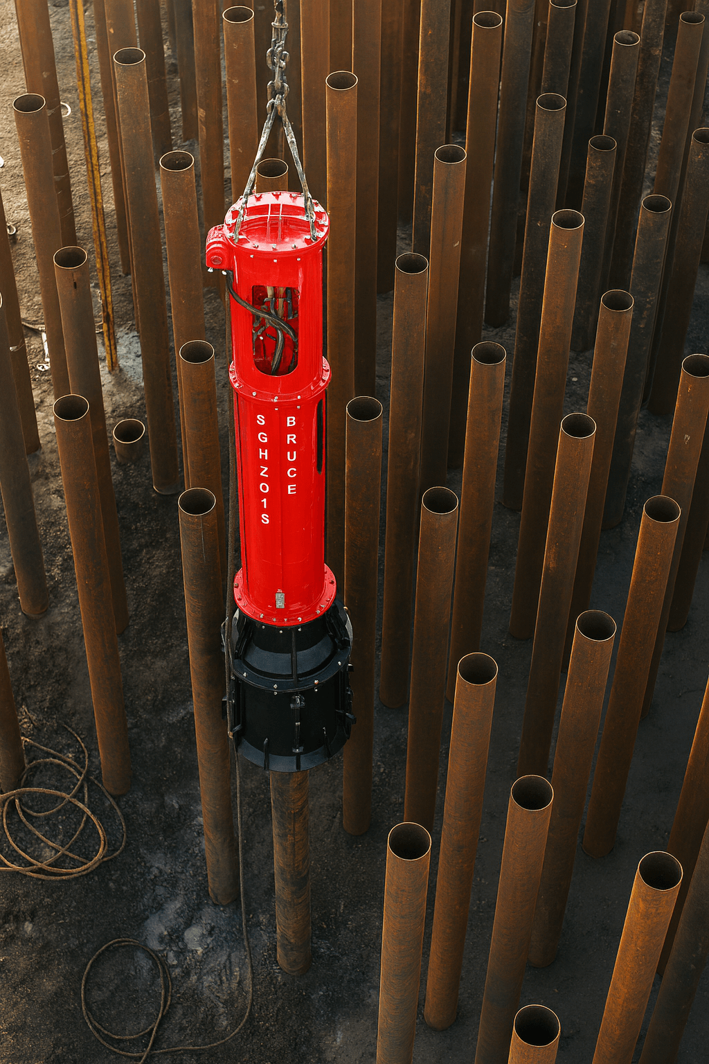 Hydraulic pile hammer driving monopile in U.S. offshore project